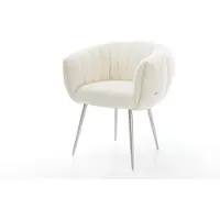 DELIFE Esszimmerstuhl Jada-Flex Bouclé Weiß 4-Fuß konisch Edelstahl Taschenfederkern