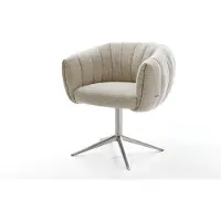 DELIFE Drehstuhl Jada-Flex Webstoff Soft Beige Fußkreuz Edelstahl 360° drehbar Wippfunktion Taschenfederkern