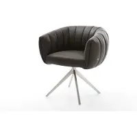 DELIFE Drehstuhl Jada-Flex Mikrofaser Anthrazit Vintage Kreuzgestell breit Edelstahl 360° drehbar Wippfunktion Taschenfederkern