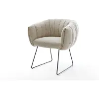 DELIFE Esszimmerstuhl Jada-Flex Webstoff Soft Beige Kufengestell Schwarz Taschenfederkern