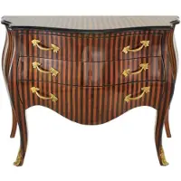 Casa Padrino Barock Kommode im Streifen Design Braun / Schwarz - Massivholz Kommode, Breite 120 cm