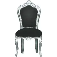 Casa Padrino Barock Esszimmer Stuhl Schwarz/Silber - Möbel Antik Stil