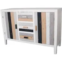 Casa Padrino Landhausstil Kommode mit 2 Türen und 3 Schubladen, Mehrfarbig, 120 x 40 x H. 80 cm, Shabby Chic Kommode