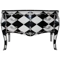 Casa Padrino Barock Kommode im Karo Design mit Silber Applikationen 130 x 84 x 63 cm - Anrichte im Antik Look
