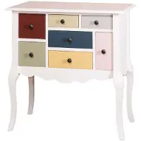 Casa Padrino Designer Kommode mit 7 Schubladen Weiss / Mehrfarbig 80 x 48 x H. 82 cm - Landhausstil Möbel