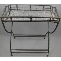 Casa Padrino Jugendstil Serviertisch mit antikem Spiegelglas Schwarz 70 x 46 x H. 80 cm - Gastronomie Accessoires