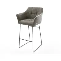 DELIFE Barstuhl Yulo-Flex Bouclé Soft Schlamm Kufengestell Metall Schwarz