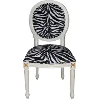 Casa Padrino Barock Esszimmer Stuhl Mod2 Zebra / Creme - Barock Möbel