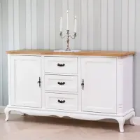 Casa Padrino Landhausstil Sideboard Weiß / Naturfarben 158 cm - Landhausstil Möbel