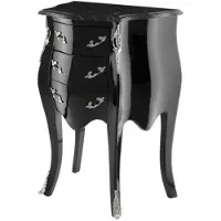 Casa Padrino Barock Luxus Kommode, Klavierlack Schwarz, B 52 x T 34 x H 72 cm, mit edler Marmorplatte