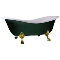 Casa Padrino Luxus Jugendstil Badewanne Weiß / Moosgrün / Gold 188 x 83 x H. 69 cm - Freistehende Retro Badewanne mit Löwenfüßen - Retro Badezimmer Möbel