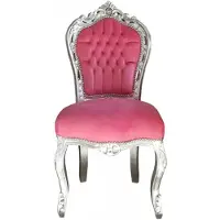 Casa Padrino Barock Esszimmerstuhl Pink/Silber ohne Armlehnen