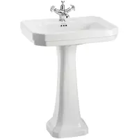 Casa Padrino Luxus Jugendstil Porzellan Waschbecken mit Sockel Weiß 61 x 51 x H. 90 cm