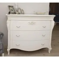 Casa Padrino Luxus Barock Kommode mit 3 Schubladen Weiß / Silber 124,5 cm - Barock Möbel