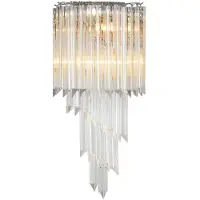 Casa Padrino Luxus Glas Wandleuchte Silber / klares Glas 30 x 14,5 x H. 64,5 cm - Wohnzimmer Leuchte - Luxus Qualität