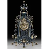 Casa Padrino Luxus Barock Tischuhr Blau / Gold 35 x H. 57 cm - Barock Deko Accessoires