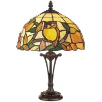 Casa Padrino Luxus Tiffany Tischleuchte Mehrfarbig Ø 25 x H. 47 cm - Runde Tiffany Schreibtischleuchte - Tiffany Hockerleuchte - Luxus Interior - Luxus Leuchten - Tiffany Leuchten