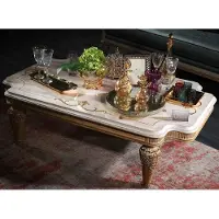 Casa Padrino Luxus Barock Wohnzimmertisch Weiß / Gold 140 x 90 x H. 42 cm - Barock Couchtisch