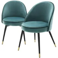 Casa Padrino Luxus Esszimmerstuhl Set Türkis / Schwarz / Messing 55 x 64 x H. 83 cm - Esszimmermöbel - Luxus Kollektion