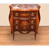 Casa Padrino Barock Kommode Braun / Gold 85 x 45 x H. 85 cm - Handgefertigte Massivholz Kommode mit 3 Schubladen und Marmorplatte - Barock Möbel
