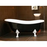 Casa Padrino Freistehende Luxus Badewanne Jugendstil Roma 147 x 71 x 72,5 cm Schwarz/Weiß/Weiß - Barock Antik Badezimmer