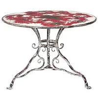 Casa Padrino Jugendstil Gartentisch Weiß / Antik Rot Ø 100 x H. 70 cm - Runder Schmiedeeisen Tisch - Garten & Terrassen Möbel