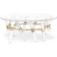 Casa Padrino Luxus Gartentisch Gold Ø 85 x H. 38,5 cm - Runder Wetterbeständiger Acryl Couchtisch - Garten Möbel - Hotel Möbel - Luxus Qualität