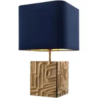 Casa Padrino Luxus Tischleuchte Vintage Messingfarben / Blau 35 x 35 x H. 62 cm - Designer Lampe