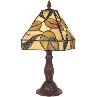 Casa Padrino Luxus Tiffany Hockerleuchte Mehrfarbig 15 x 15 x H. 34 cm - Tiffany Schreibtischleuchte - Tiffany Tischleuchte - Luxus Interior - Luxus Leuchten - Tiffany Leuchten