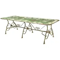 Casa Padrino Jugendstil Gartentisch aus Schmiedeeisen und Gusseisen in Antik Grün 250 x 90 x H. 75 cm