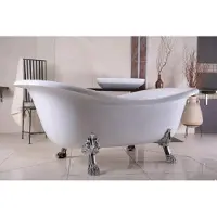 Casa Padrino Freistehende Luxus Badewanne Jugendstil Paris Weiß/Silber 1880mm - Barock Badezimmer