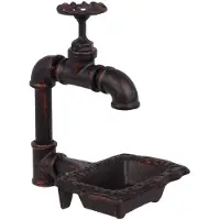 Casa Padrino Gusseisen Seifenschale in Wasserhahn-Optik Schwarz / Rot 13,5 x 17,3 x H. 20,7 cm - Deko Accessoires