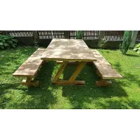 Casa Padrino Gartenmöbel Set Rustikal - Tisch + 2 Garten Bänke (Länge: 200 cm) - Eiche Massivholz - Modell Z