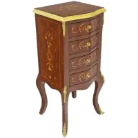 Casa Padrino Barock Kommode Dunkelbraun / Gold 40 x 30 x H. 80 cm - Handgefertigte Massivholz Antik Stil Kommode mit 4 Schubladen - Barock Möbel
