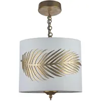 Casa Padrino Hängeleuchte Farnblatt Design Gold / Weiß Ø 24,5 x H. 19,5 cm - Luxus Hotel Beleuchtung