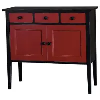 Casa Padrino Jugendstil Kommode 100 cm Schwarz / Rot - Massivholz Sideboard im Landhaus Stil