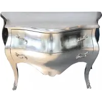 Casa Padrino Barock Kommode Silber handgefertigt aus Massivholz 120 x 55 x 85 cm
