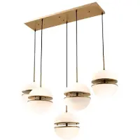 Casa Padrino Hängeleuchte Antik Messing / Weiß 130 x 50 x H. 190 cm - Luxus Hängelampe