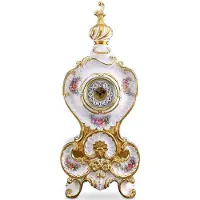 Casa Padrino Barock Tischuhr Weiß / Gold / Mehrfarbig 37 x 17 x H. 84 cm - Prunkvolle Barock Keramik Uhr mit Blumen Design