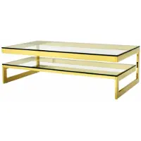 Casa Padrino Art Deco Luxus Couchtisch Gold Finish - Wohnzimmer Salon Tisch - 150 x 80 x H. 46 cm
