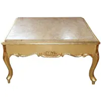 Casa Padrino Barock Couchtisch im Antik Stil, Gold mit brauner Marmorplatte, 80 x 80 x 44 cm