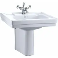 Casa Padrino Luxus Waschbecken mit halben Sockel 61 x 51 x H. 50 cm - Porzellan Waschbecken in Weiß