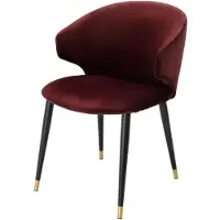 Casa Padrino Luxus Esszimmerstuhl mit Armlehnen Dunkles Bordeauxrot / Schwarz / Gold 57 x 66 x H. 83 cm - Esszimmermöbel