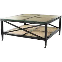 Casa Padrino Luxus Couchtisch Schwarz / Naturfarben 100 x 100 x H. 46 cm - Limited Edition