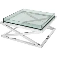 Casa Padrino Designer Couchtisch Silber 100 x 100 x H. 46,5 cm - Luxus Hotel Möbel