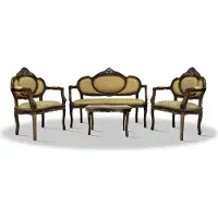 Casa Padrino Barock Salon Set mit Sitzbank 2 Stühlen und Tisch - Hotel Möbel