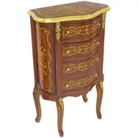 Casa Padrino Barock Kommode Dunkelbraun / Gold 50 x 30 x H. 80 cm - Handgefertigte Massivholz Antik Stil Kommode mit 4 Schubladen - Barock Möbel
