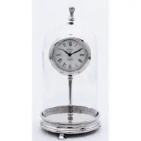 Casa Padrino Luxus Tischuhr Silber H. 46 cm - Dekorative Messing Uhr