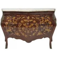 Casa Padrino Barock Kommode mit Marmorplatte, Mahagonifarben, 135 x 50 x 90 cm