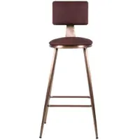 Casa Padrino Luxus Barstuhl Weinrot / Kupfer 44 x 44 x H. 104 cm - Gepolsterter Barhocker mit edlem Kunstleder - Bar Möbel - Luxus Möbel
